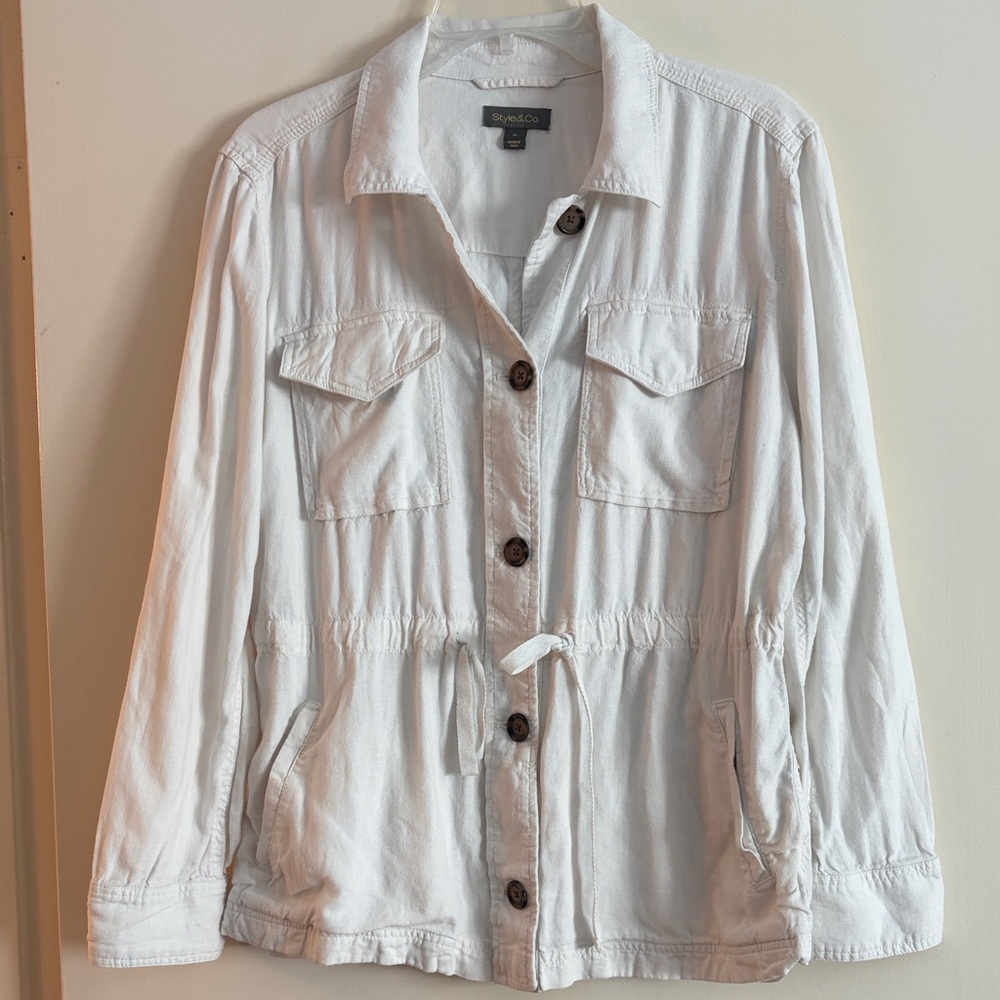 3 for $25! Style &‎ Co. White Linen Blend Lightweight Utility Jacket, M